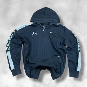 Nike Navy and Light Blue Hooded Bomber Jacket